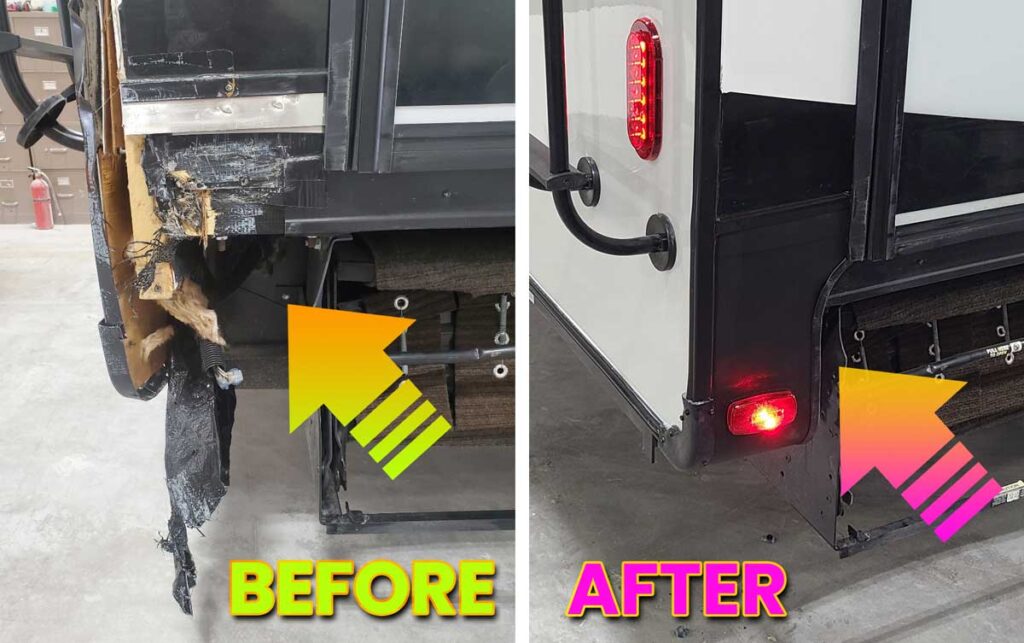 RV Repair: Damages Fixed on Rear Cap Lower Wrap